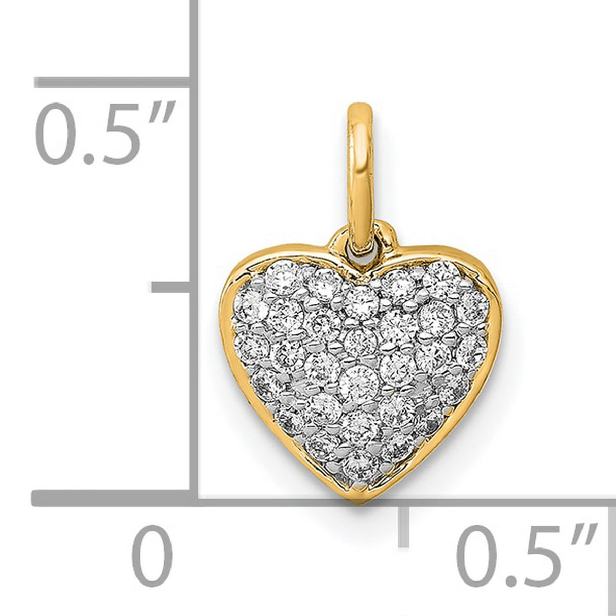 Diamond Heart Charm Pendant in Real 14k Yellow Gold