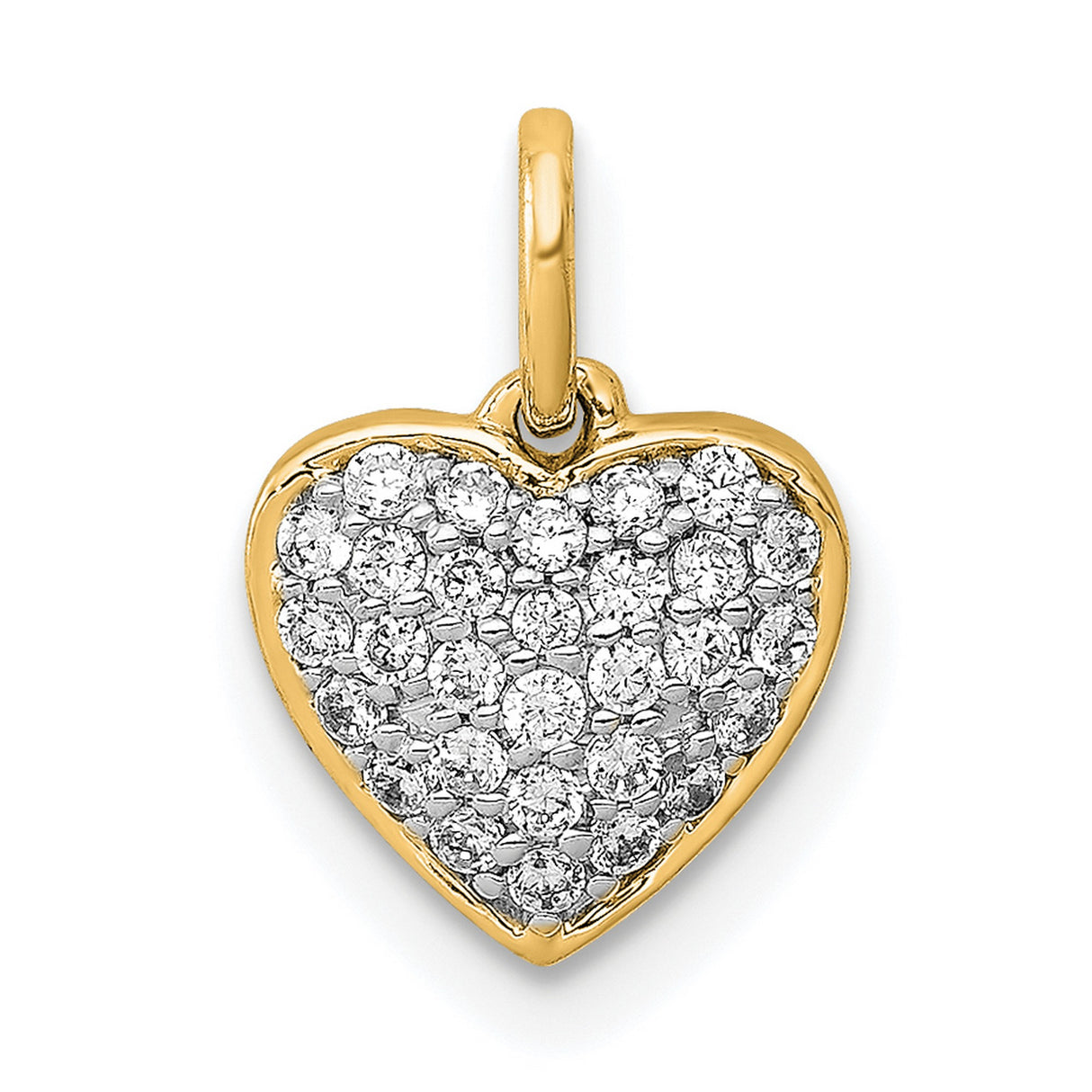 Diamond Heart Charm Pendant in Real 14k Yellow Gold