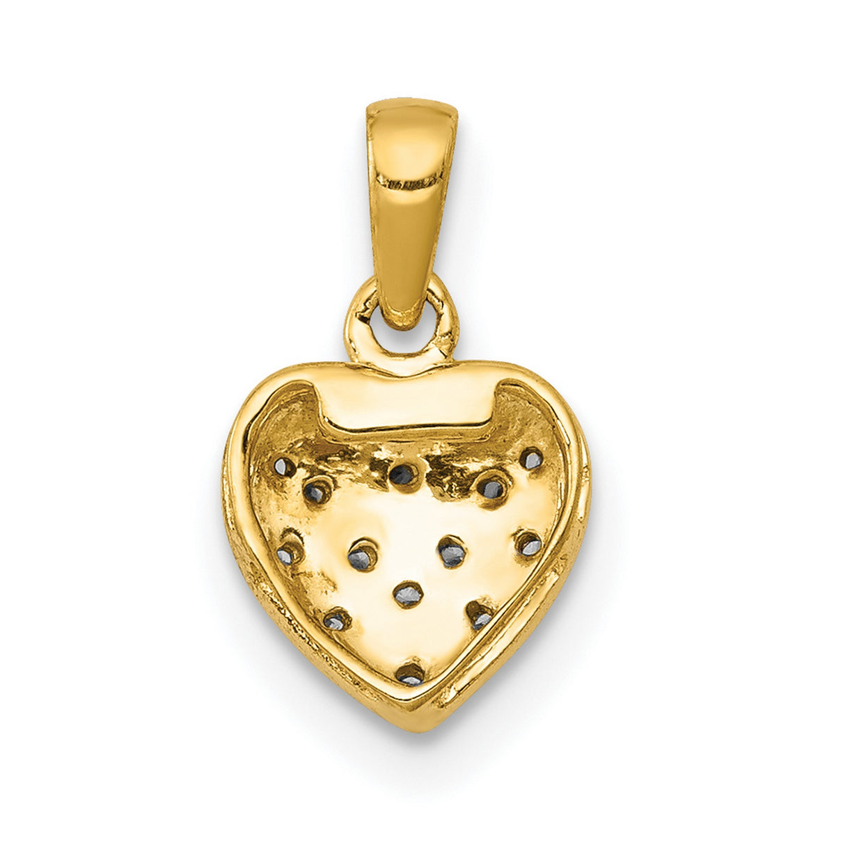 10k Multi-Tone Gold Heart Pendant with Rhodium Finish, Diamond Cut Textured Design