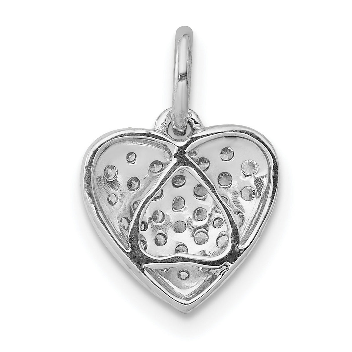 14k White Gold Heart Pendant with Diamonds, Romantic Charm for Women