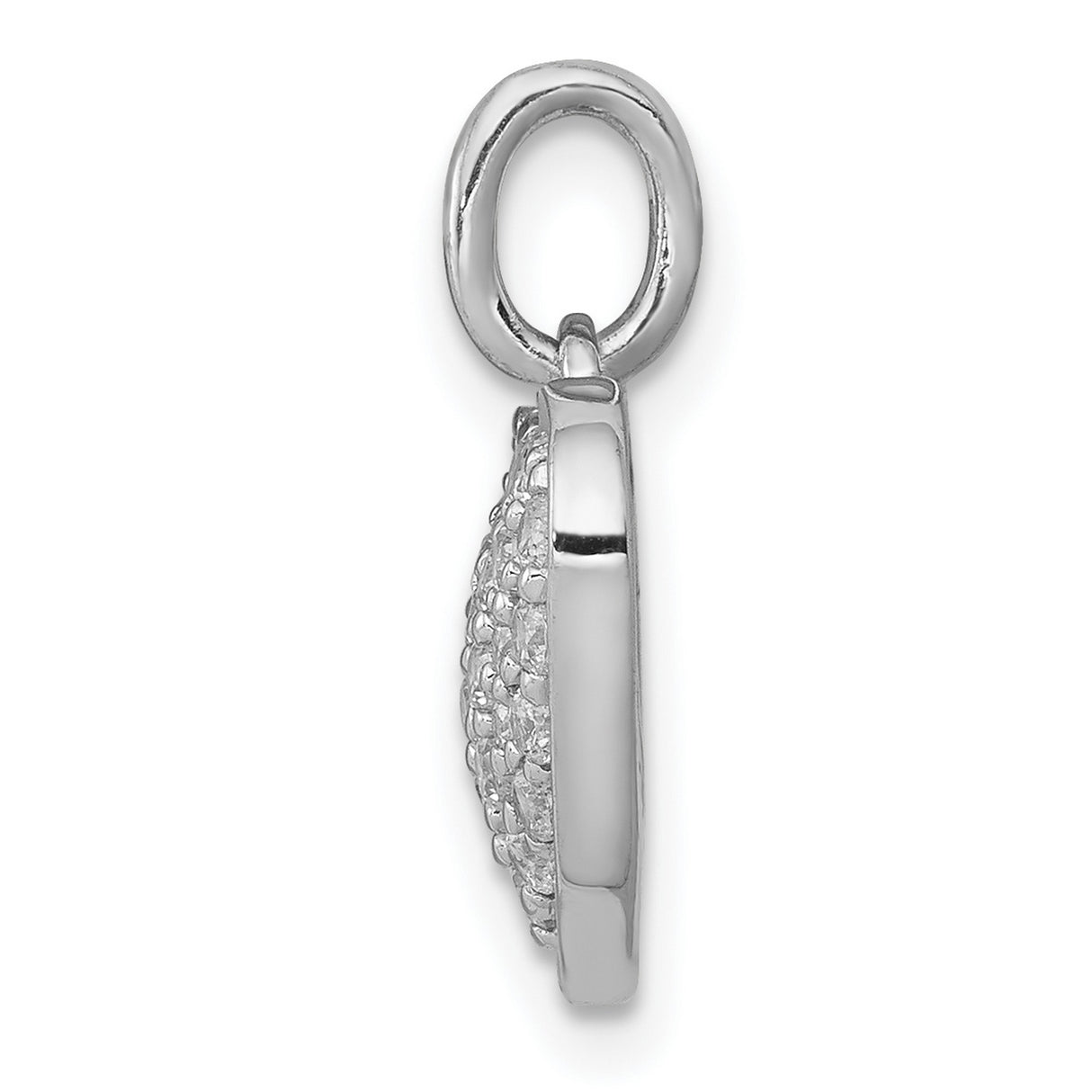 14k White Gold Diamond Heart Pendant with Pavé Set Stones for Women