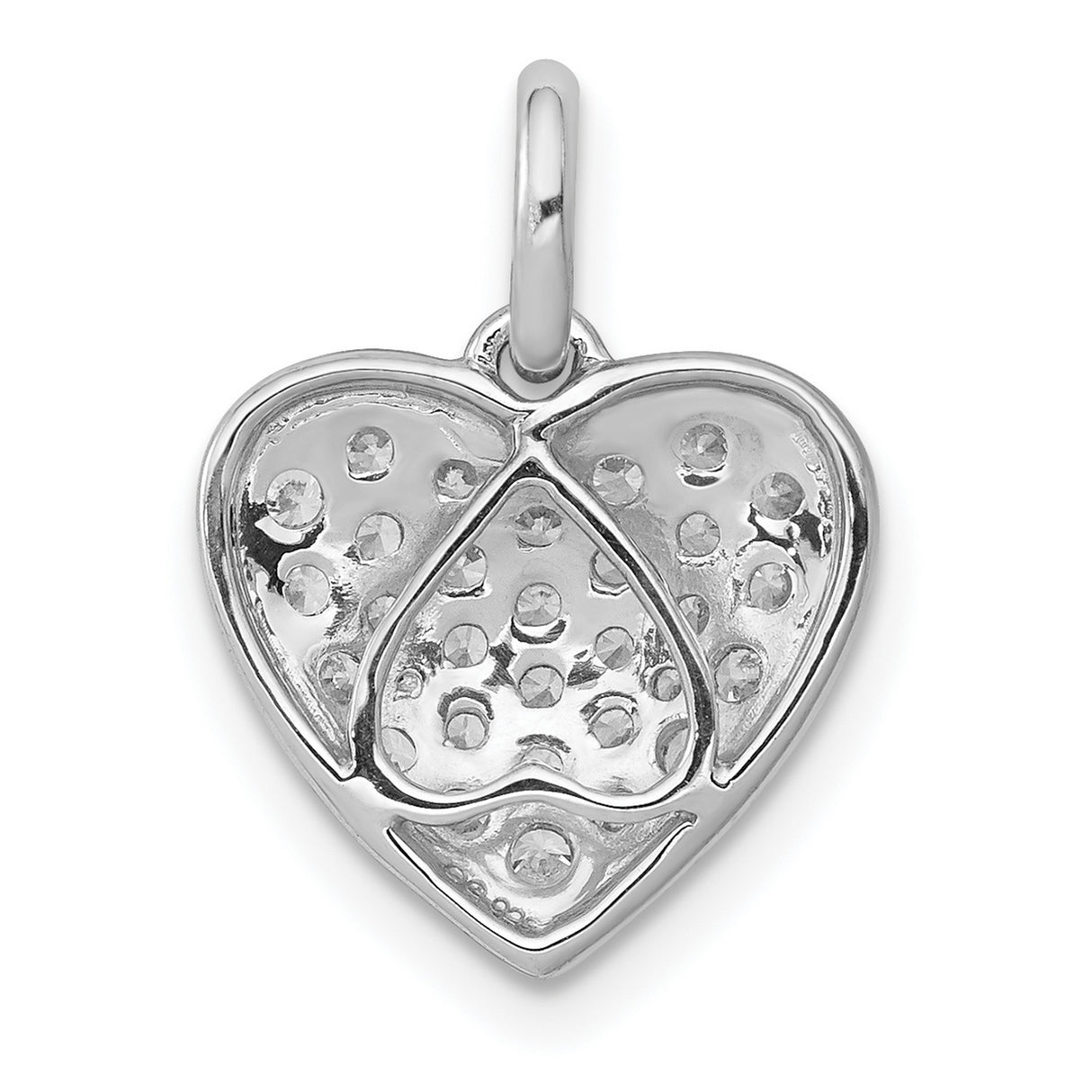 14k White Gold Diamond Heart Pendant with Pavé Set Stones for Women