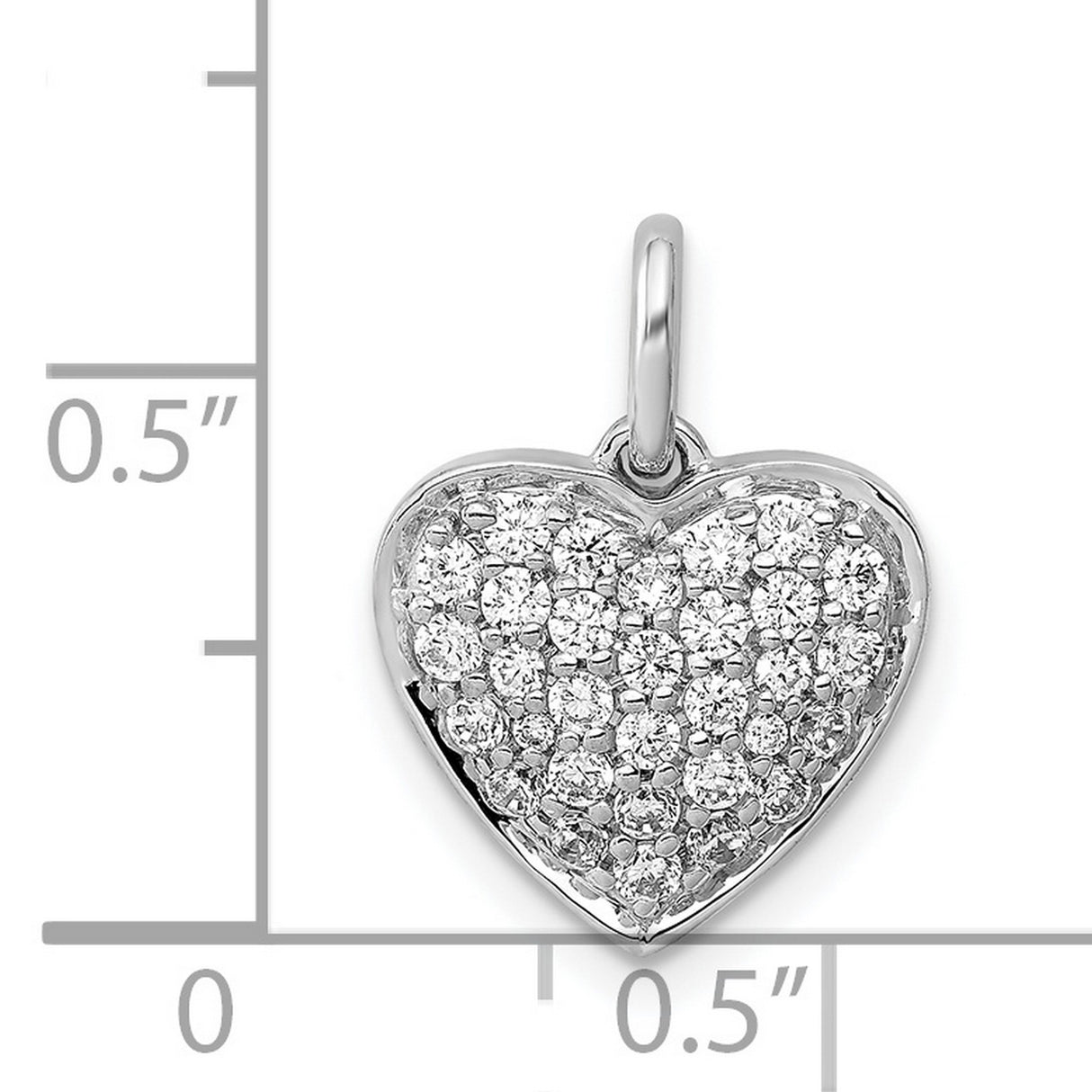 14k White Gold Diamond Heart Pendant with Pavé Set Stones for Women