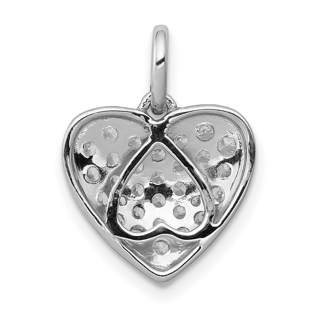 14k White Gold Heart Pendant with Pavé Diamond Design, Romantic Fine Jewelry for Women