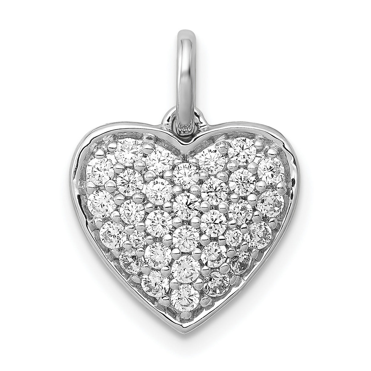 14k White Gold Heart Pendant with Pavé Diamond Design, Romantic Fine Jewelry for Women