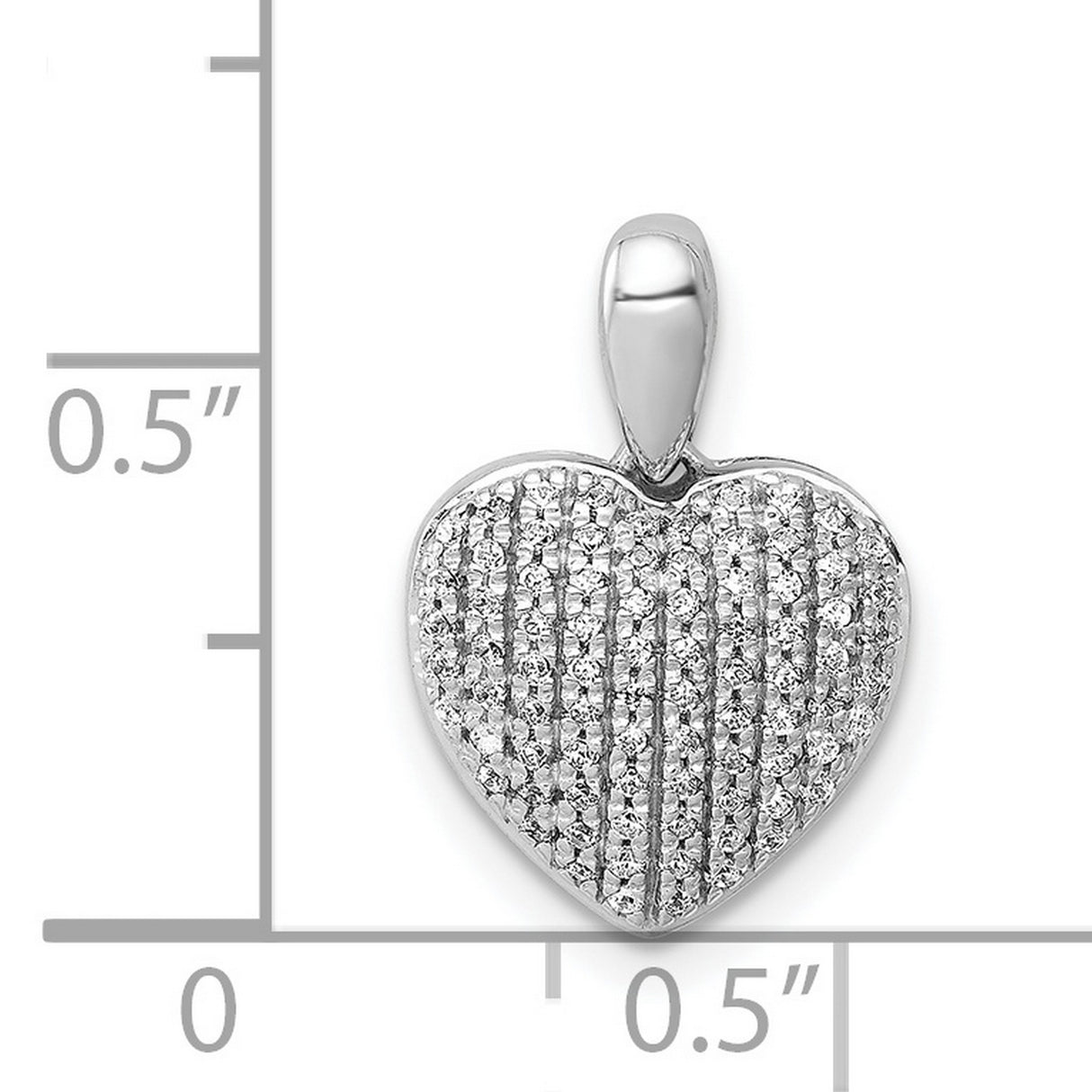 14k White Gold Heart Pendant with Pavé Diamonds, Romantic Jewelry for Women