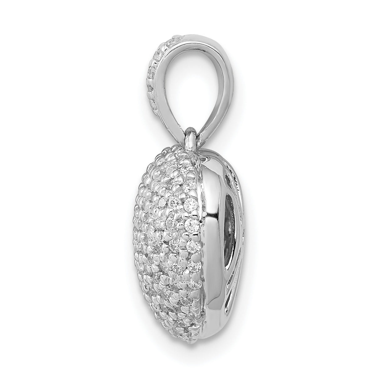 14k White Gold Heart Pendant with Round Cut Diamonds in Pavé Setting