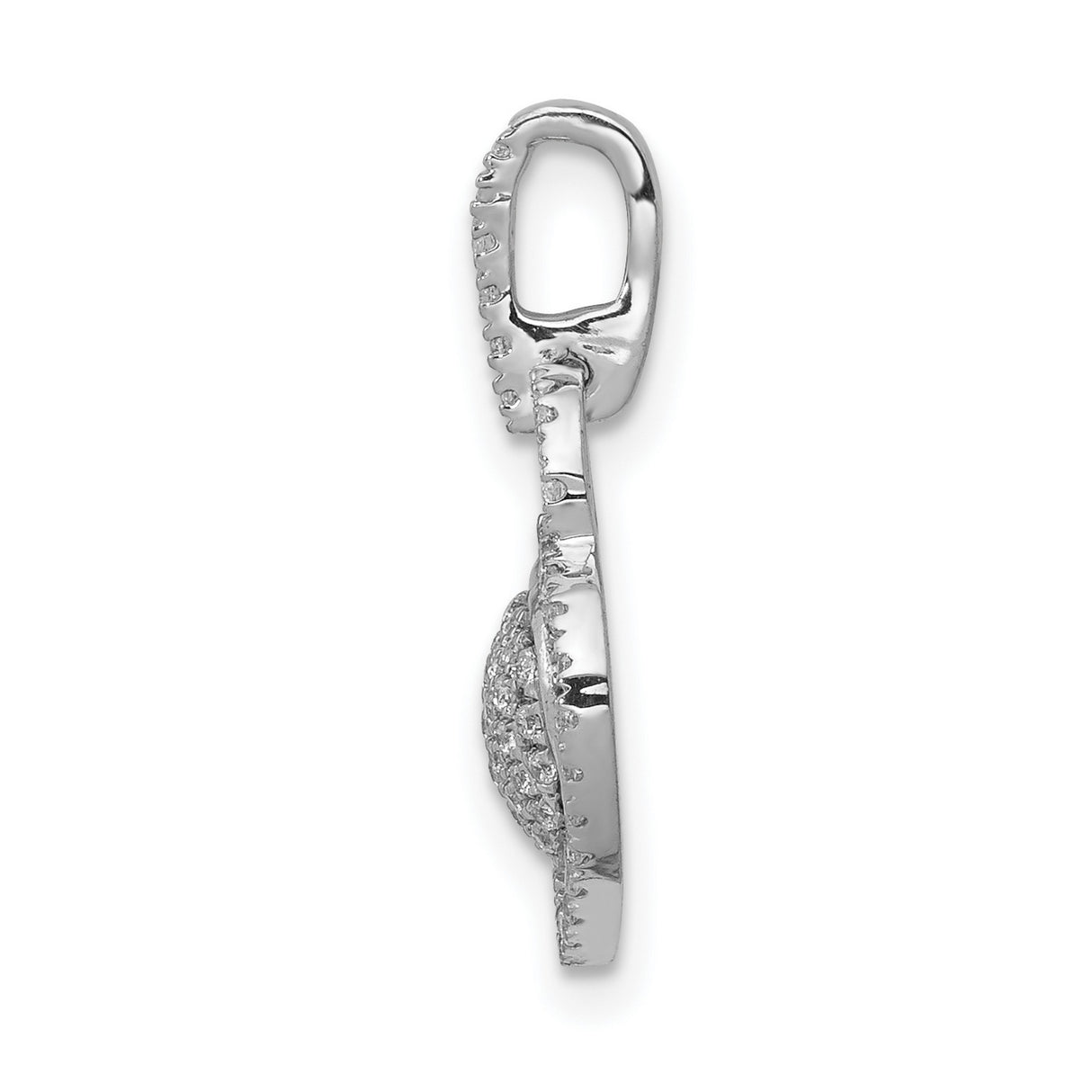14k White Gold Heart Pendant with Diamond Pave, Padlock-Inspired Charm for Women