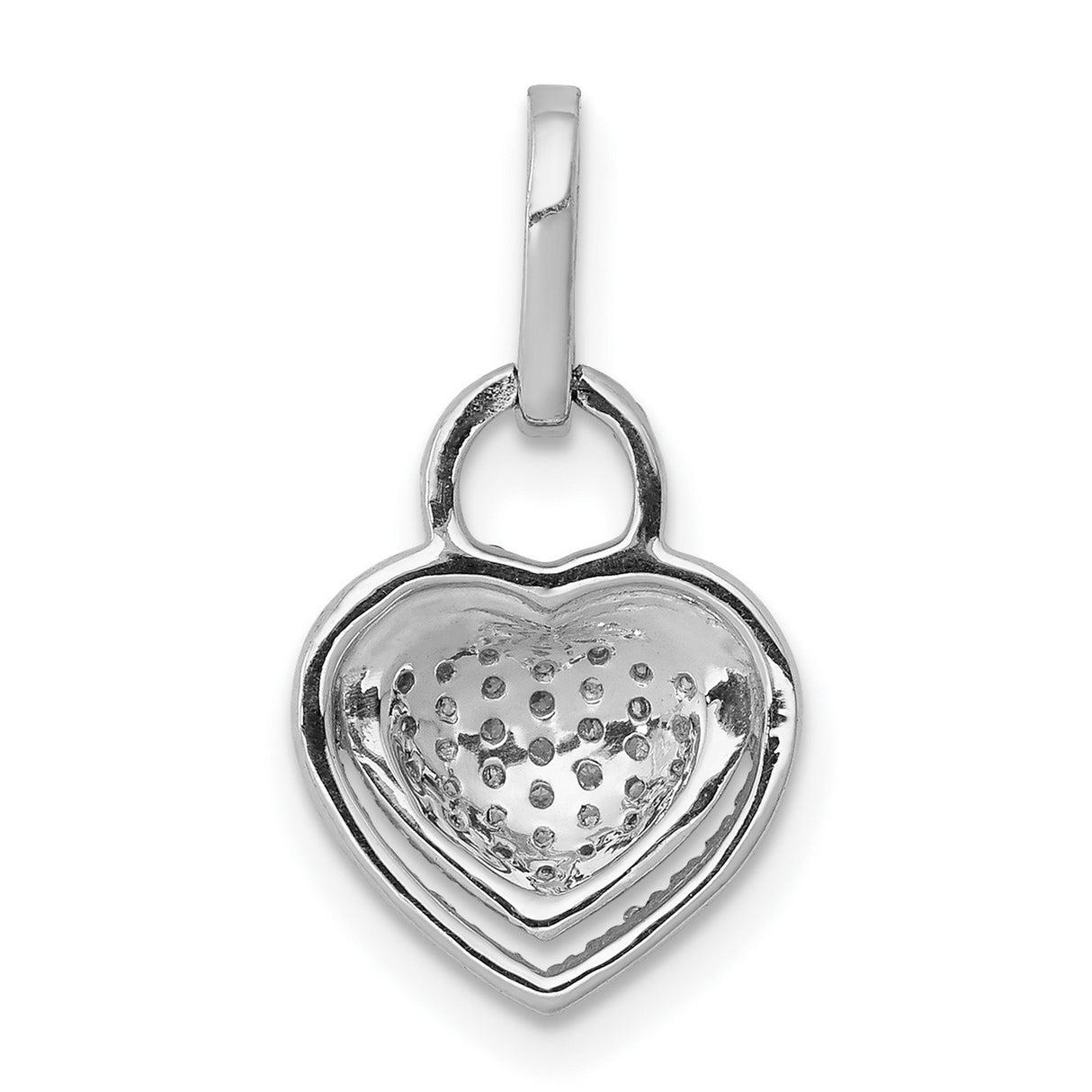 14k White Gold Heart Pendant with Diamond Pave, Padlock-Inspired Charm for Women