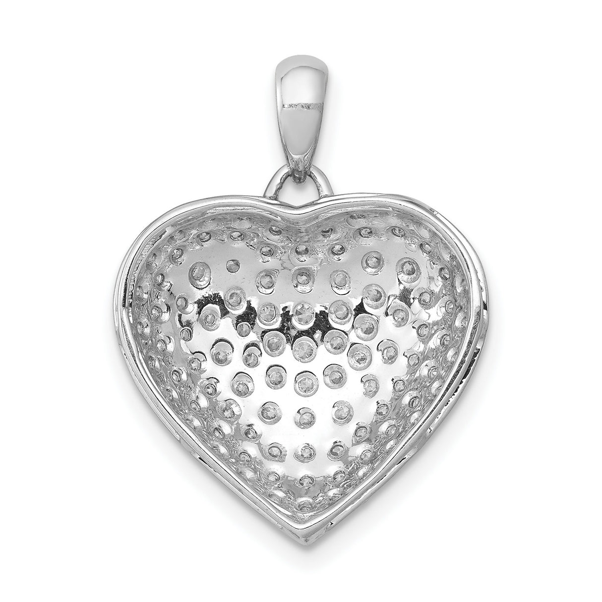 14k White Gold Heart Pendant with Pavé Diamonds, Romantic Anniversary Jewelry for Women