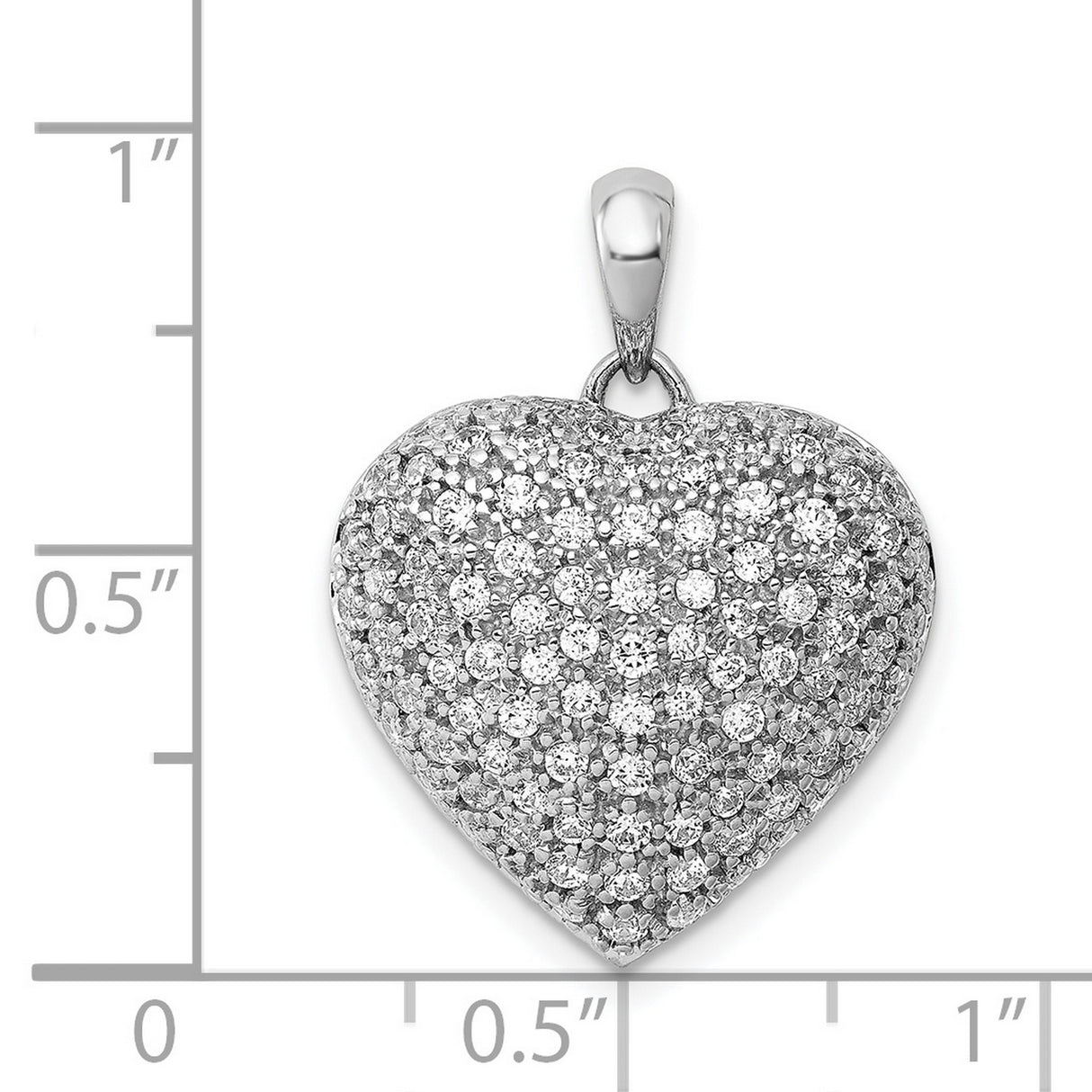 14k White Gold Heart Pendant with Pavé Diamonds, Romantic Anniversary Jewelry for Women