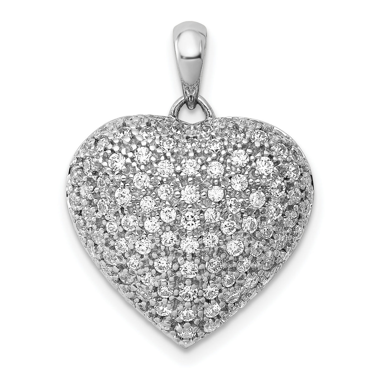 14k White Gold Heart Pendant with Pavé Diamonds, Romantic Anniversary Jewelry for Women