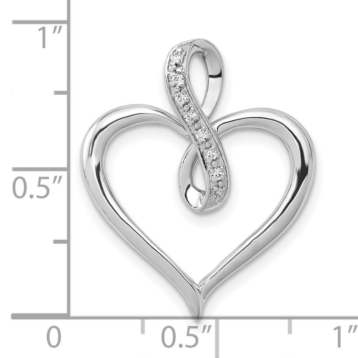 10k White Gold Heart Pendant with Diamond Accent and Infinity Symbol for Women