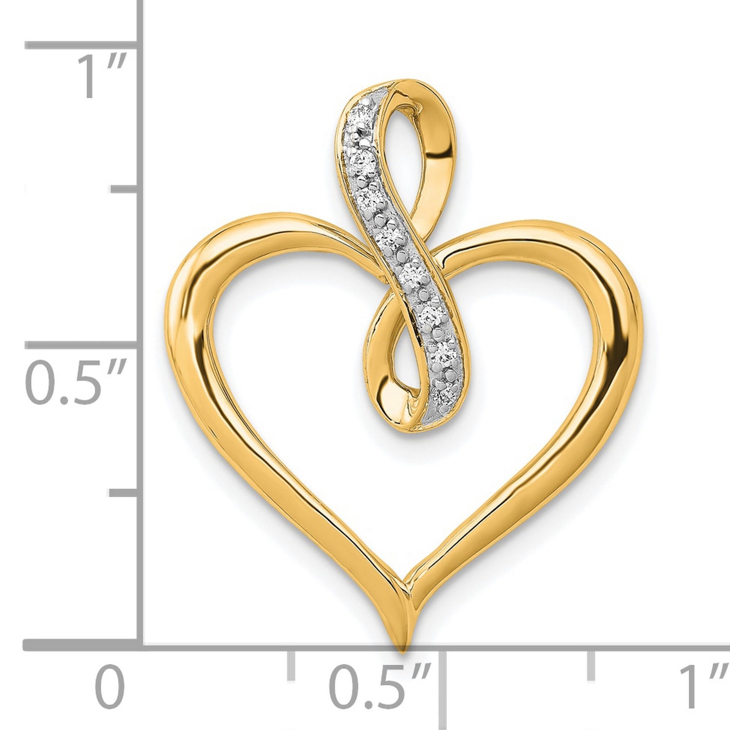 1 20ct Diamond Heart and Infinity Charm Pendant in Real 10k Yellow Gold