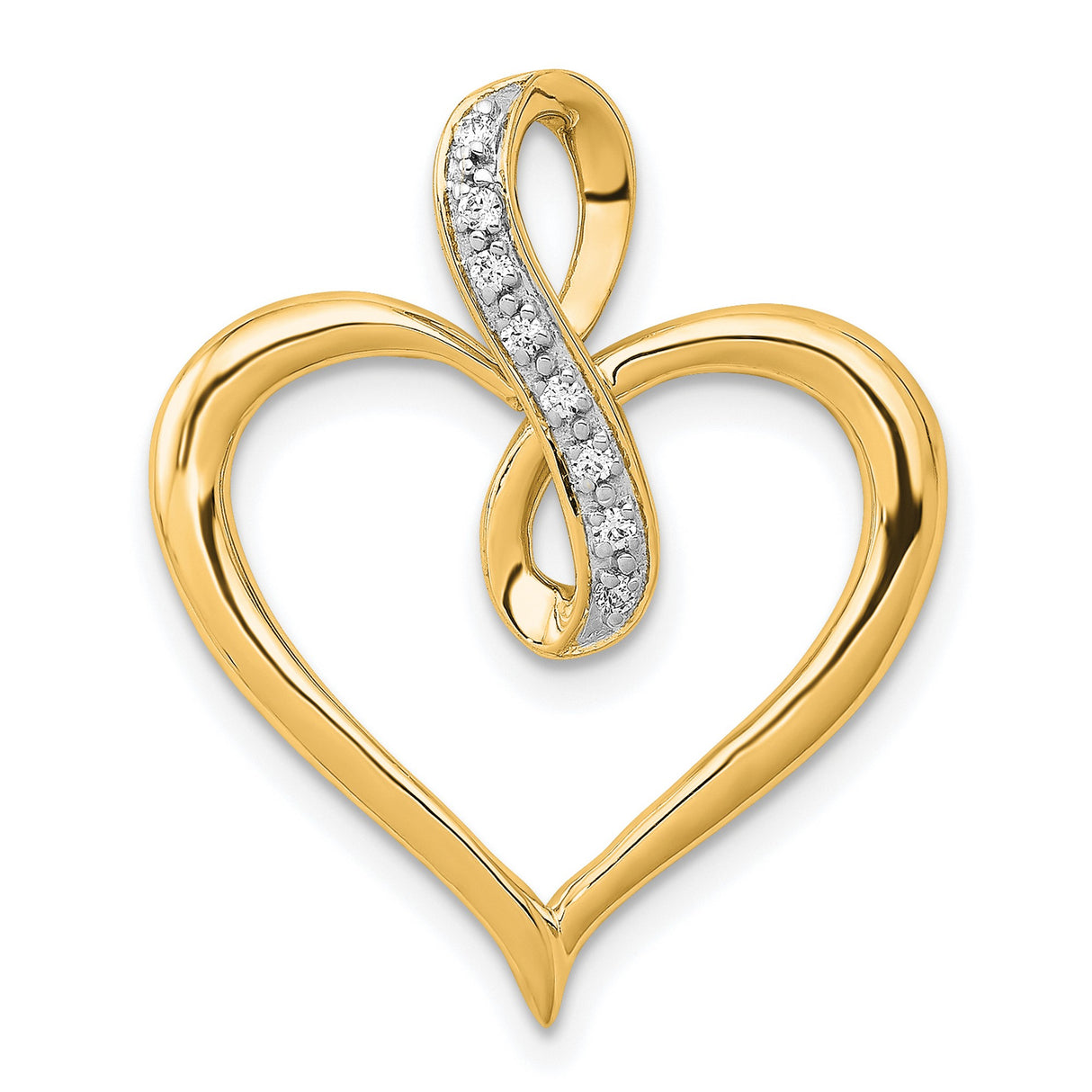 14k Yellow Gold Heart Infinity Pendant with Genuine Diamonds, Symbolic Love Design
