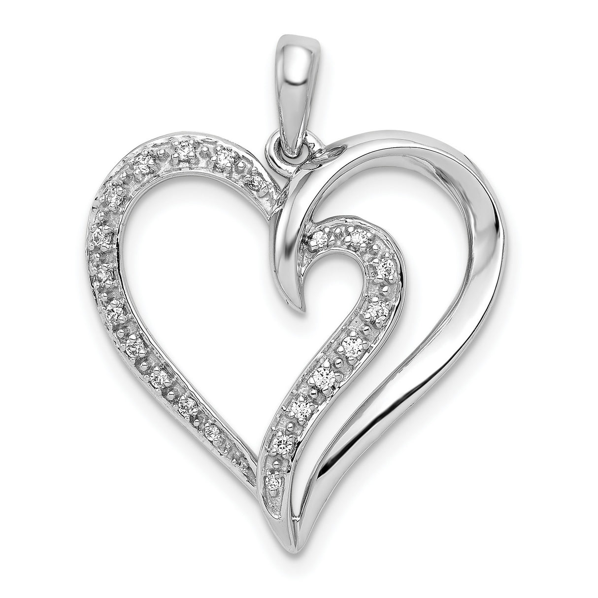 14k White Gold Heart Pendant with Diamond Accents, Romantic Jewelry for Women