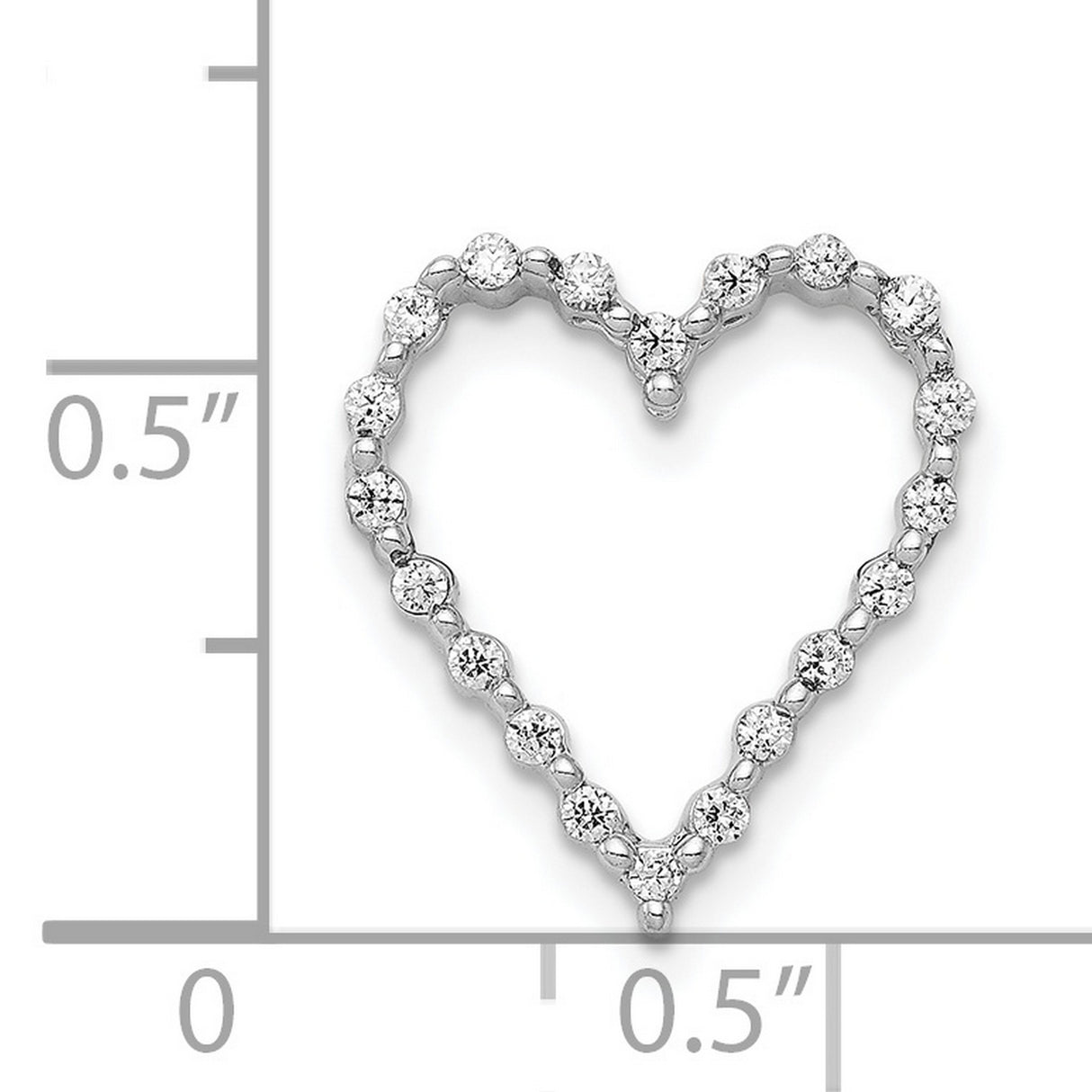 14k White Gold Heart Pendant with Diamonds, Open Heart Design Romantic Jewelry for Women