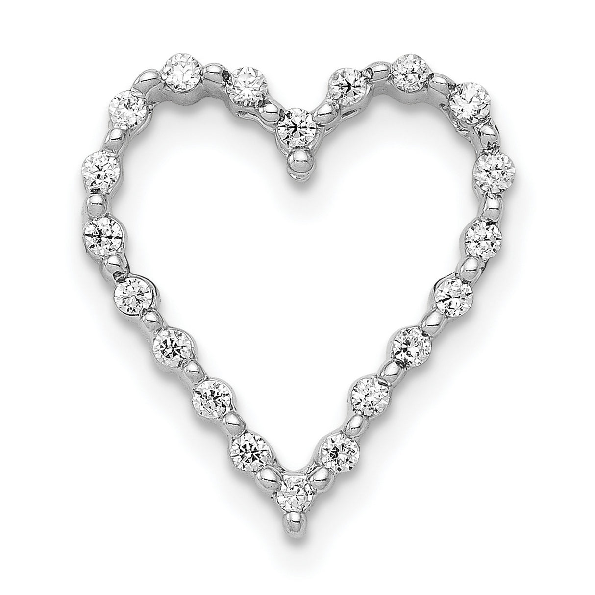 14k White Gold Heart Pendant with Diamonds, Open Heart Design Romantic Jewelry for Women