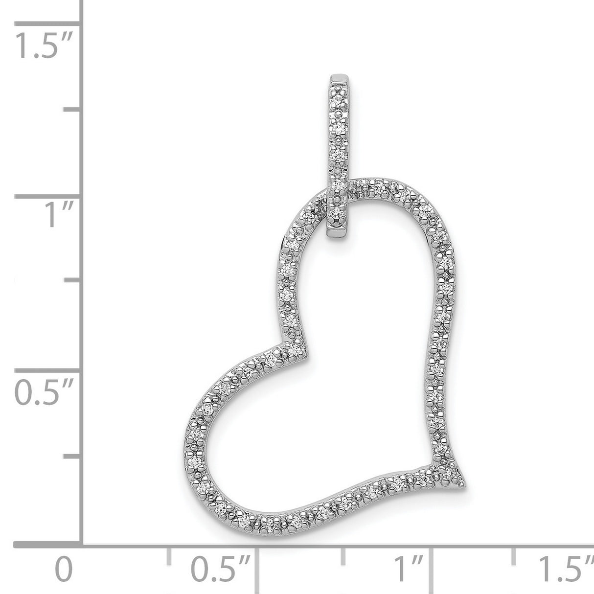 14k White Gold Open Heart Pendant with Diamond Cut Detailing, Romantic Dainty Jewelry for Women