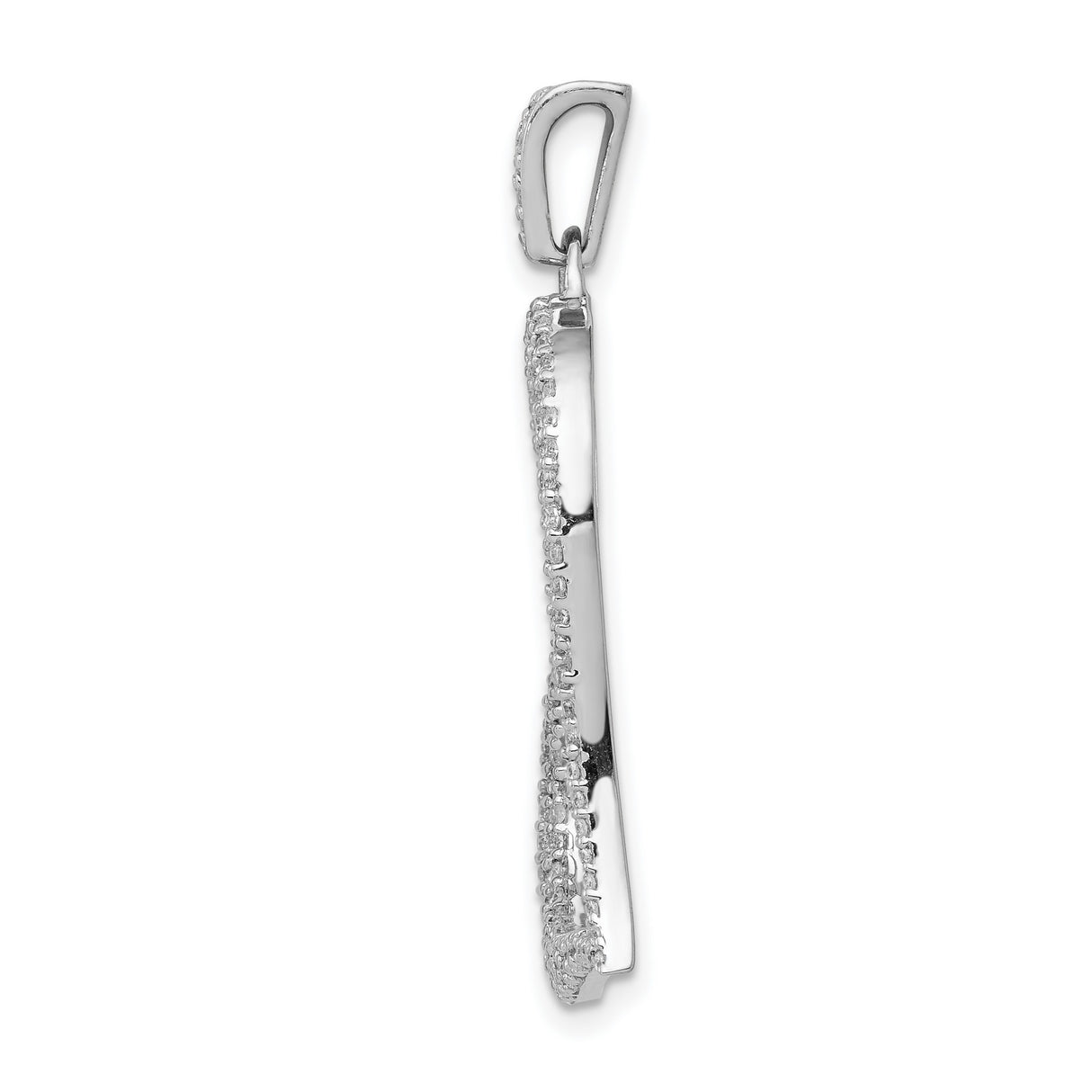 14k White Gold Heart Pendant with Diamonds, Open Heart Charm Symbolizing Love and Romance