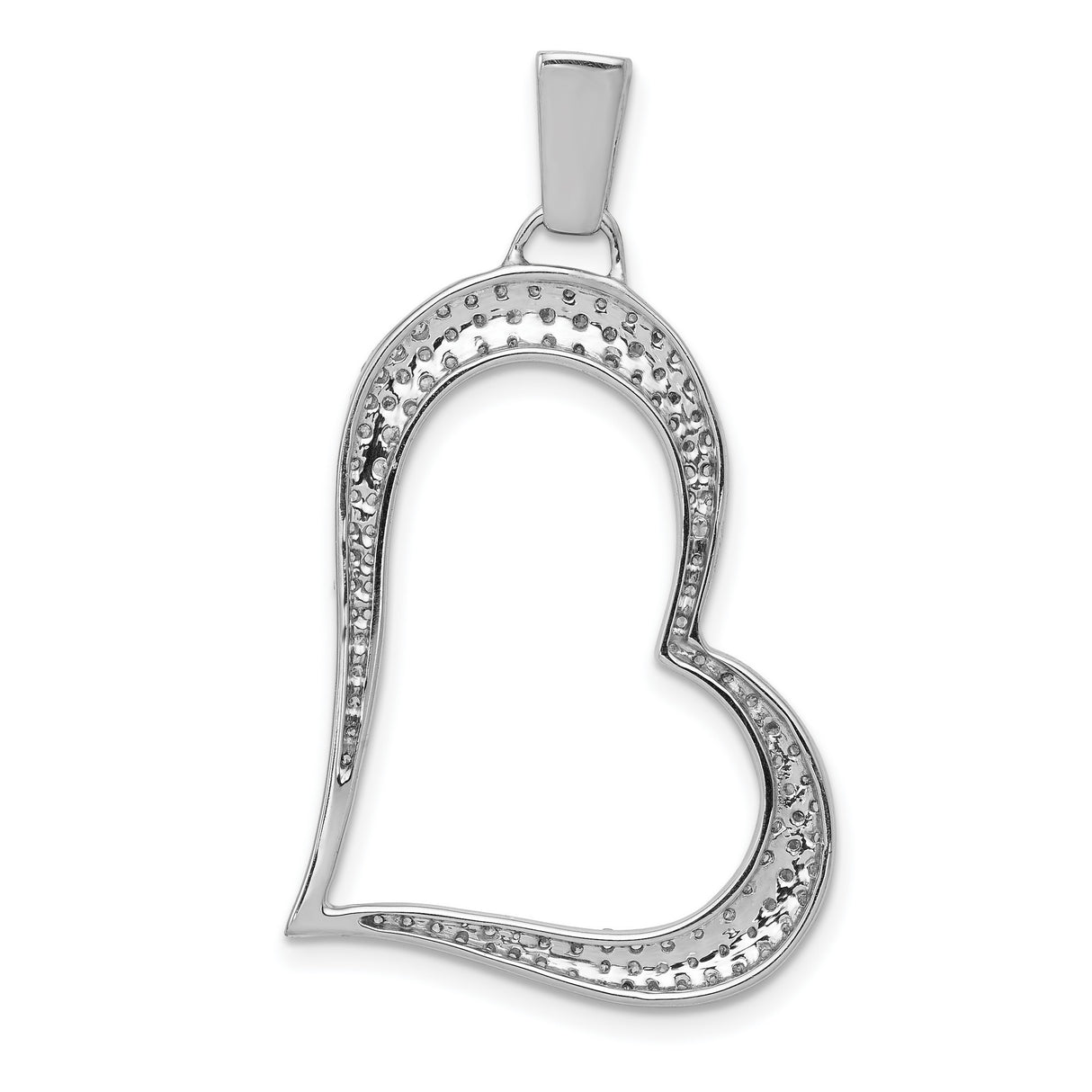 14k White Gold Heart Pendant with Diamond Accents, Open Heart Fine Jewelry for Women