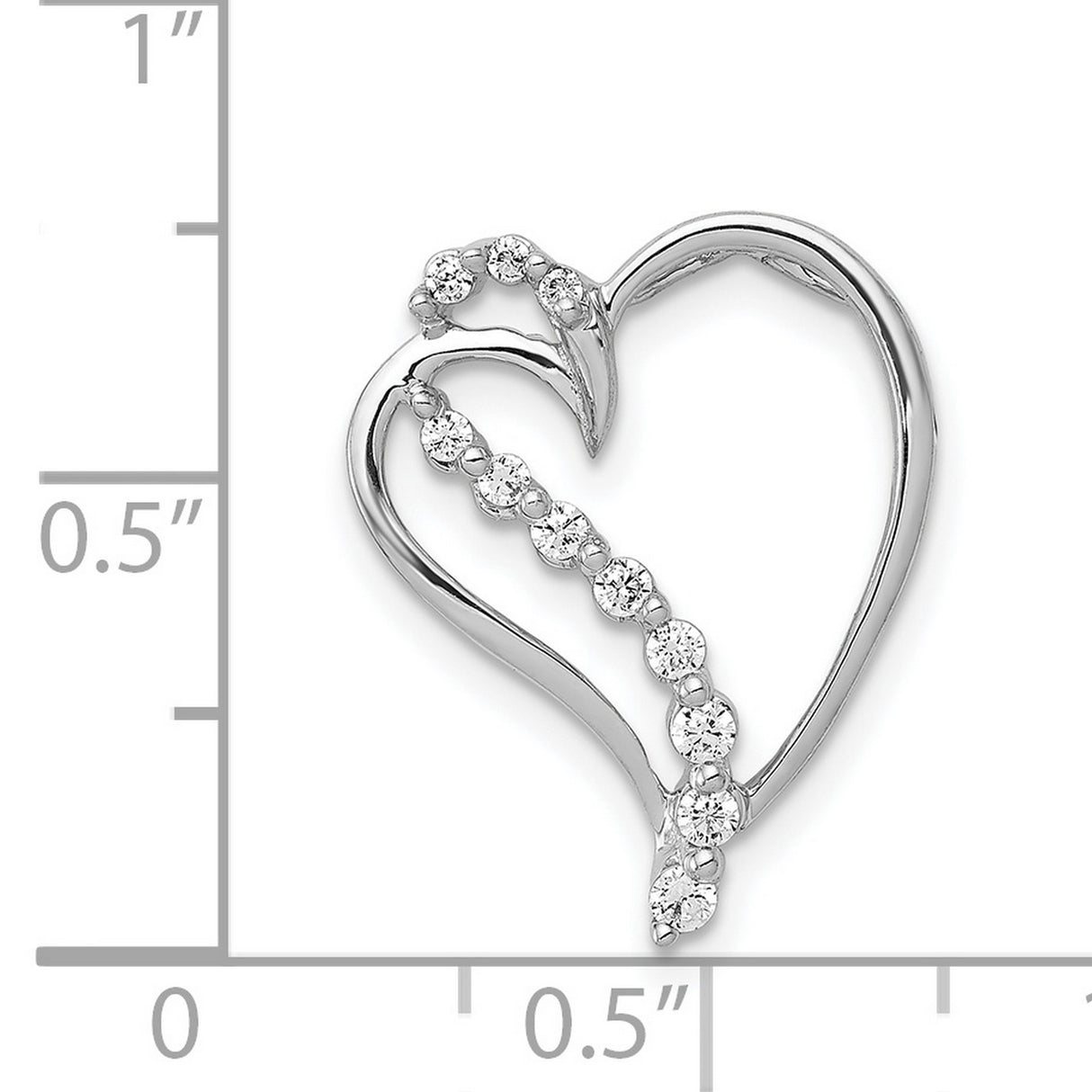14k White Gold Heart Pendant with Diamond Accents and Flowing Open Heart Design