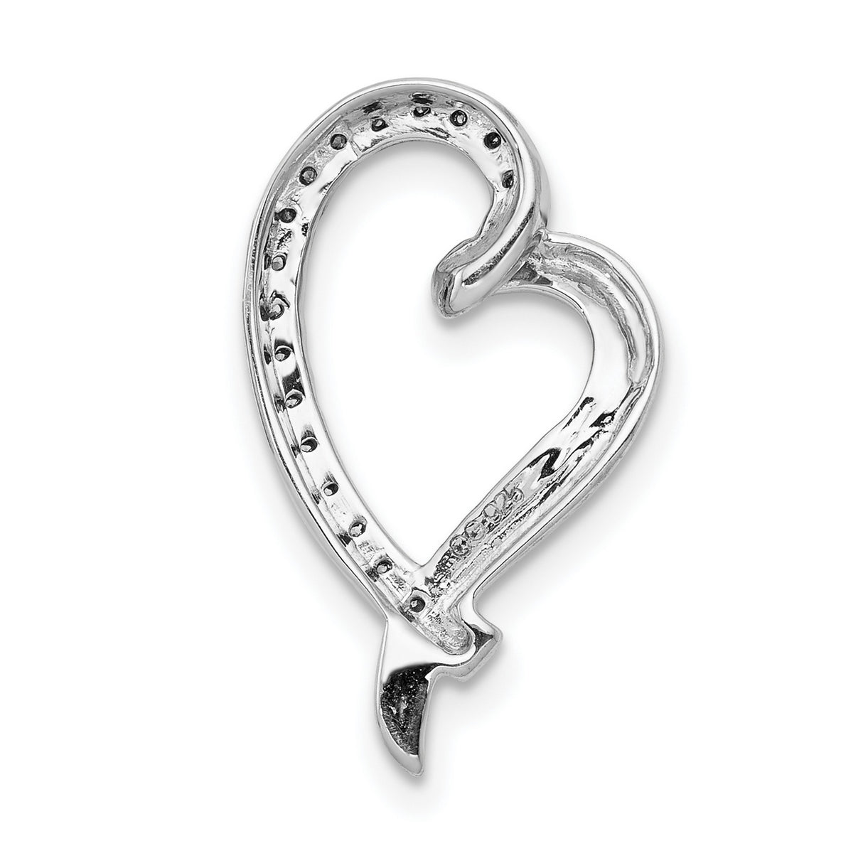 14k White Gold Open Heart Pendant with Diamonds, Modern Romantic Jewelry Charm