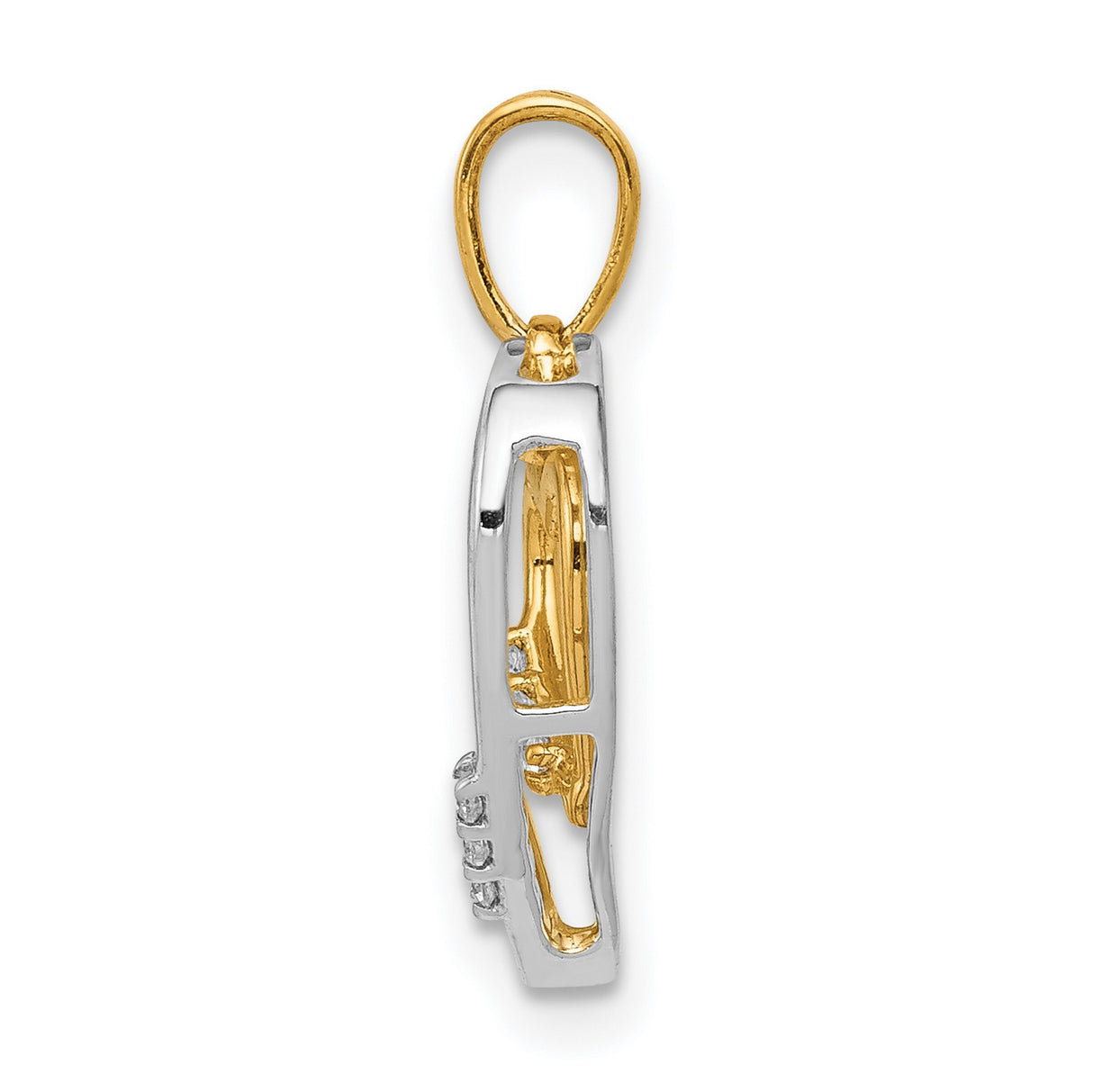 14k Two-Tone Gold Heart Pendant with Diamond Accents, Interlocking Double Heart Design