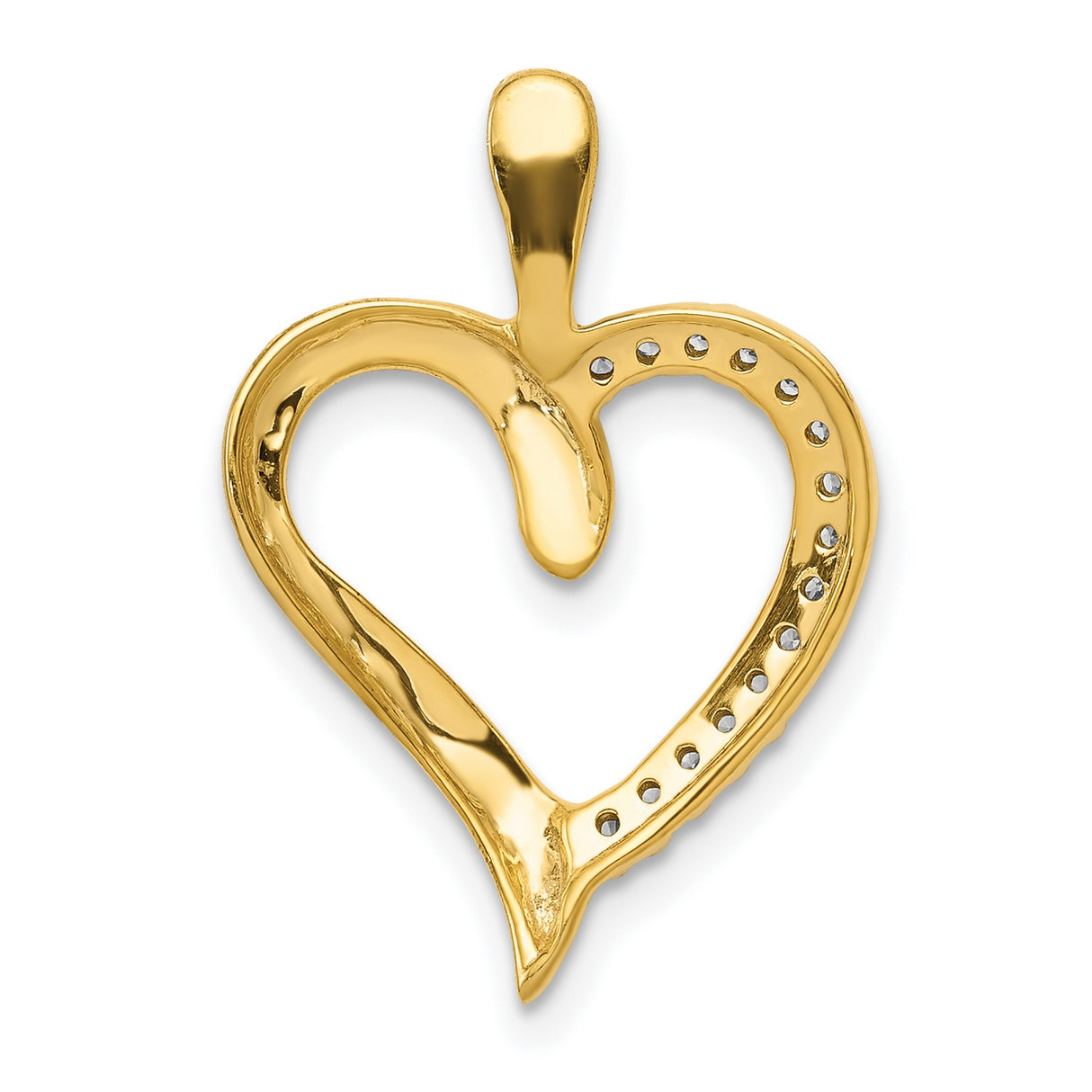 14k Yellow Gold Heart Pendant with Diamond Accents, Open Heart Two-Tone Design for Women