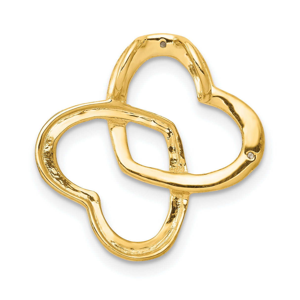 14k Multi-Tone Gold Pendant with Diamond Accents, Interlocking Double Hearts, Christian Symbol Jewelry