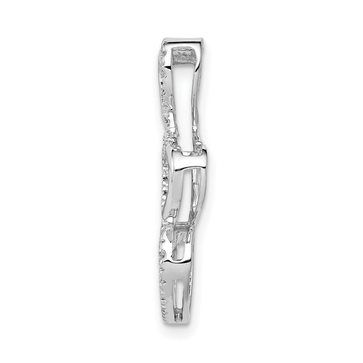 14k White Gold Triple Heart Pendant with Diamonds, Open Hearts Design, Romantic Jewelry for Women
