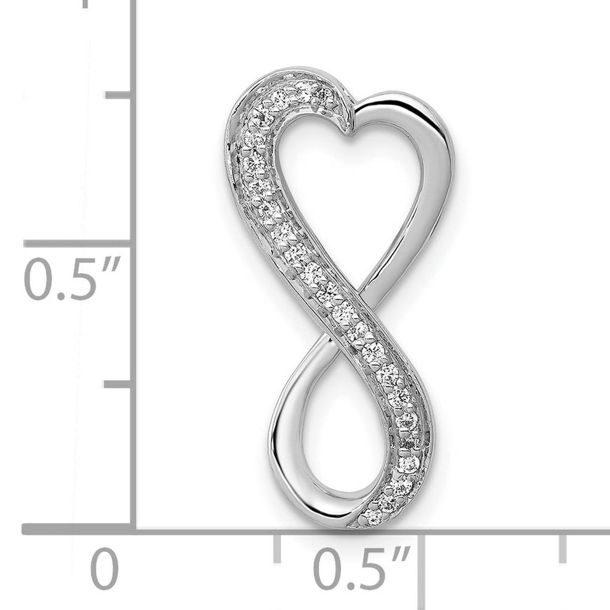 10k White Gold Pendant with Diamond Accent, Heart and Infinity Symbol Design