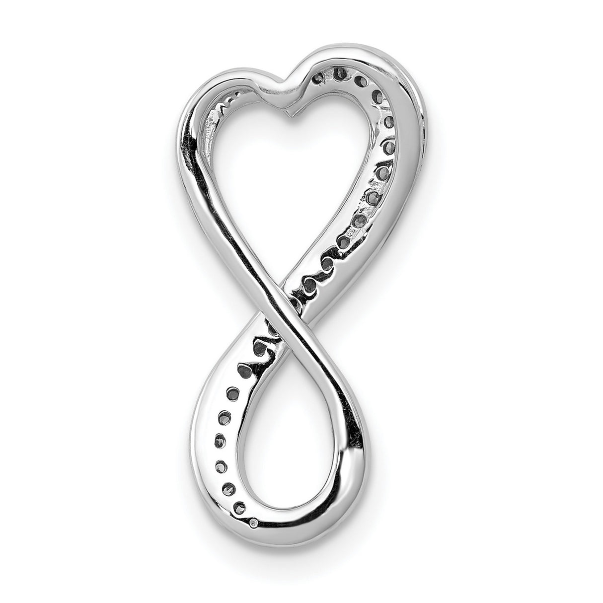 14k White Gold Heart Infinity Pendant with Diamonds, Symbol of Eternal Love for Women