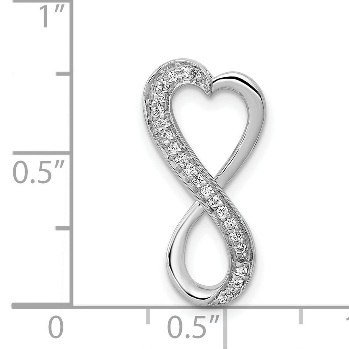 14k White Gold Heart Infinity Pendant with Diamonds, Symbol of Eternal Love for Women