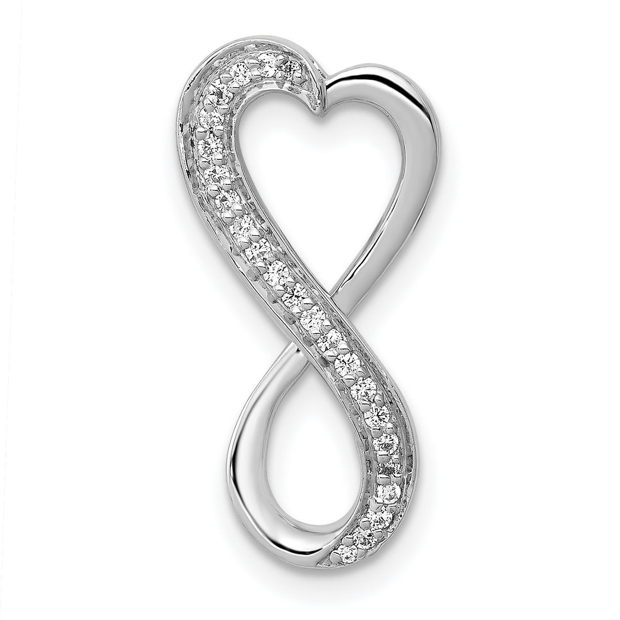 14k White Gold Heart Infinity Pendant with Diamonds, Symbol of Eternal Love for Women