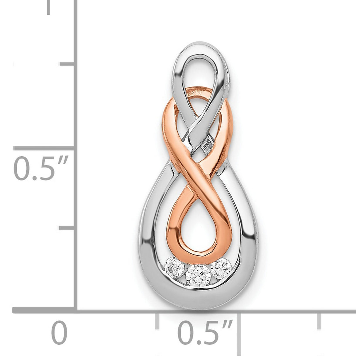 Diamond Double Infinity Chain Slide Charm Pendant in Real 10k Multi-Tone Gold