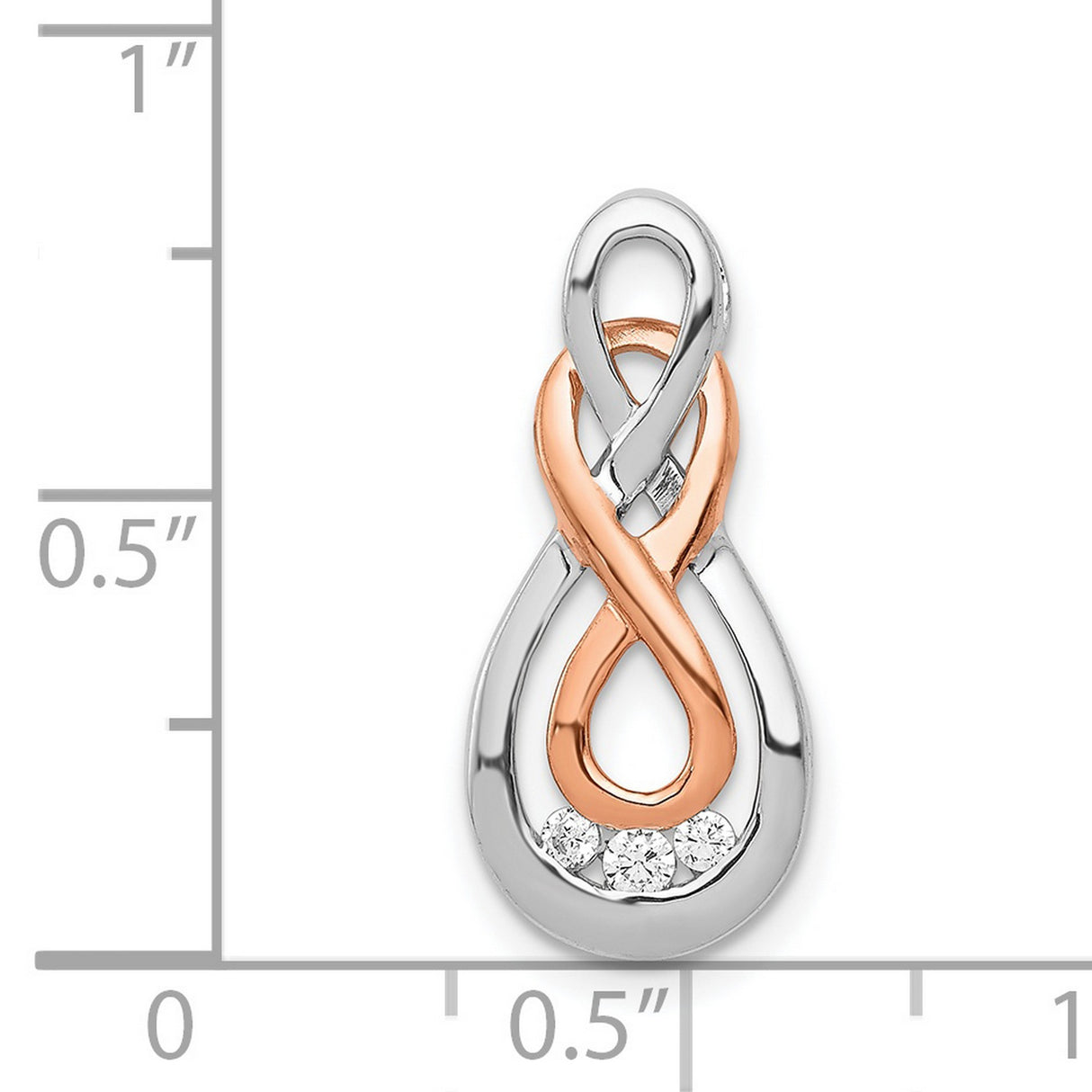 14k Two-Tone Gold Pendant with Intertwined Infinity Design and Diamond Accents