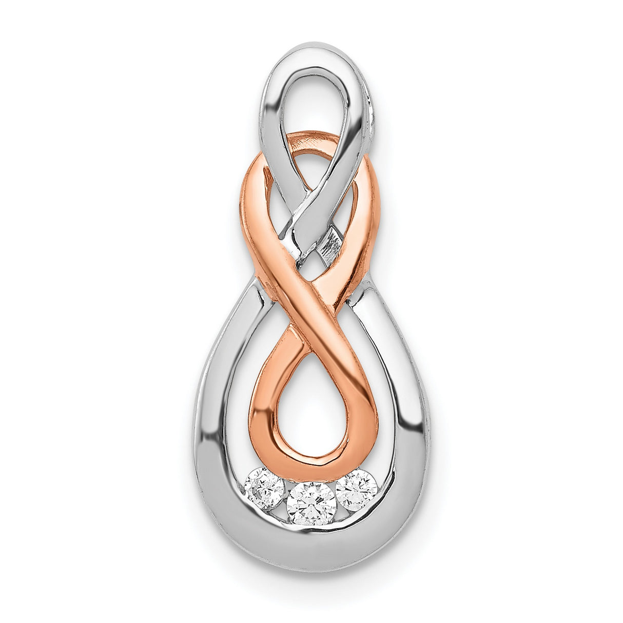 14k Two-Tone Gold Pendant with Intertwined Infinity Design and Diamond Accents