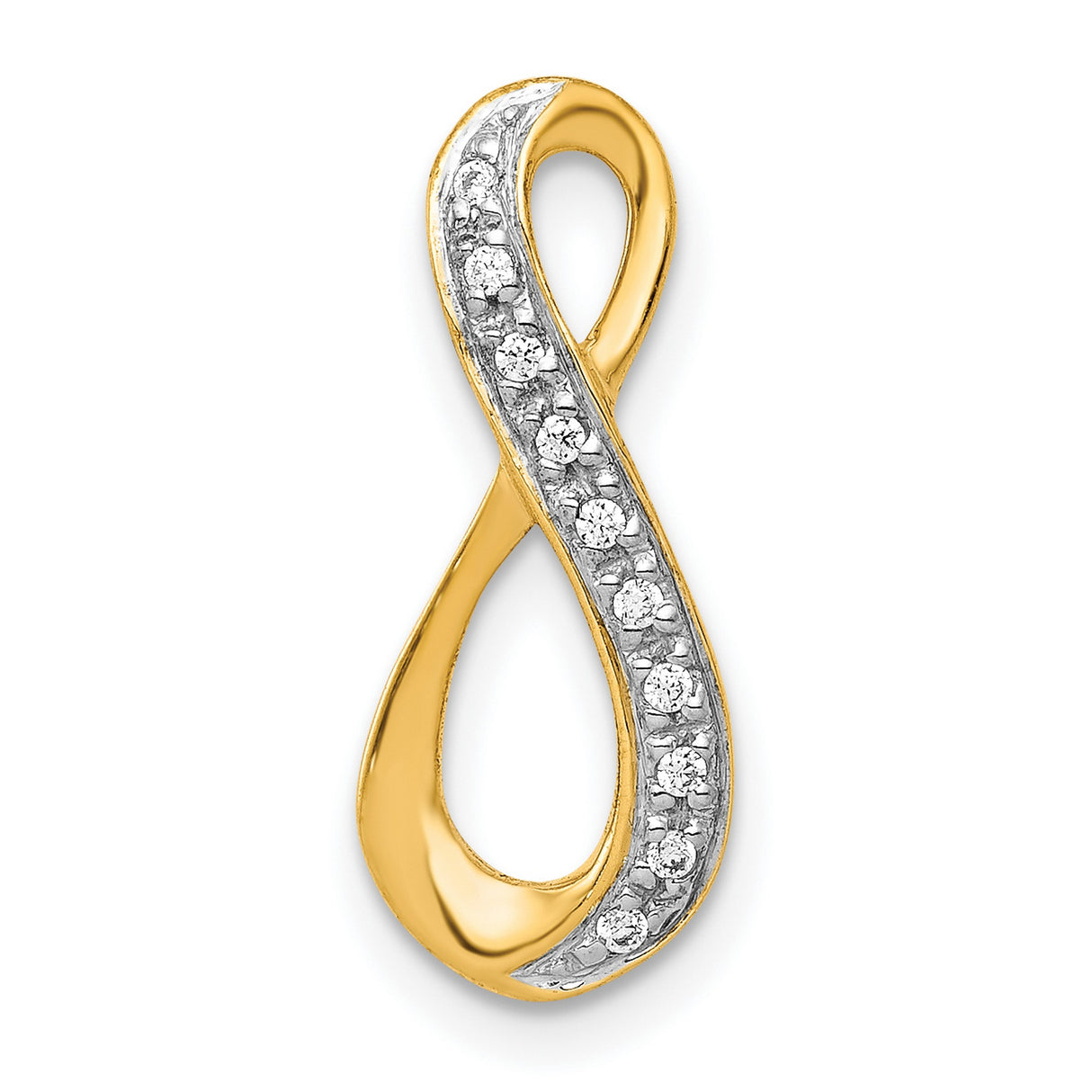 10k Multi-Tone Gold Infinity Pendant with Cubic Zirconia and Rhodium Accent for Women