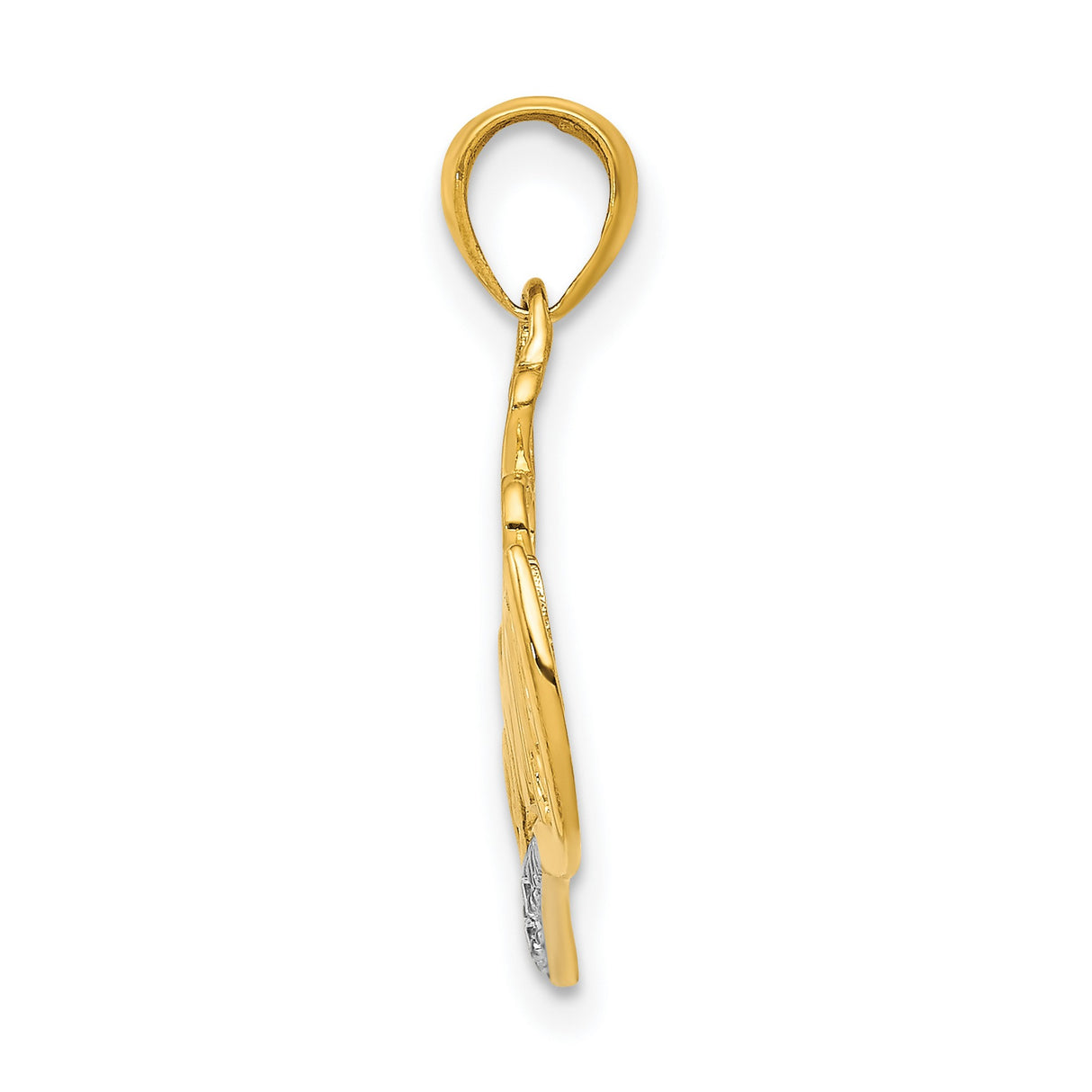 14k Yellow Gold Mommy Pendant with Diamond Cut Detailing and Three Open Hearts