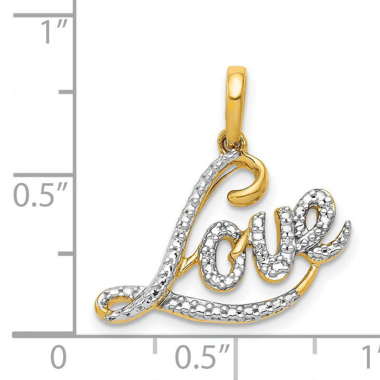 14k Multi-Tone Gold Love Pendant with Diamond and Script Design for Women