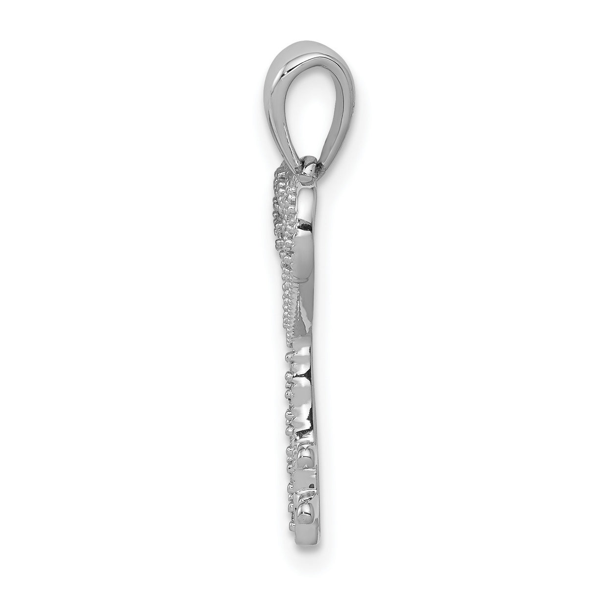 14k White Gold Heart Key Pendant with Pavé Diamonds, Romantic Fine Jewelry Charm
