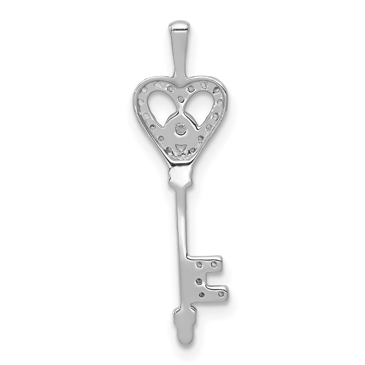14k White Gold Heart Key Pendant with Diamond Accents, Romantic Fine Jewelry for Women
