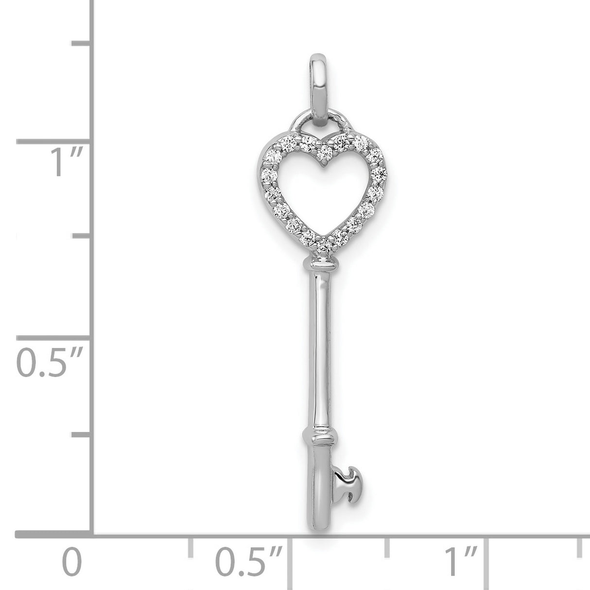 10k White Gold Heart Key Pendant with Diamond Accents, Romantic Jewelry for Women