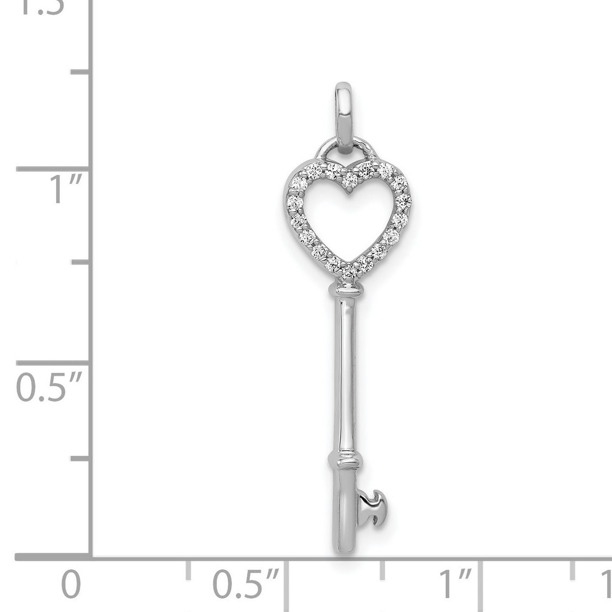 14k White Gold Heart Key Pendant with Diamond Accent, Romantic Jewelry for Women