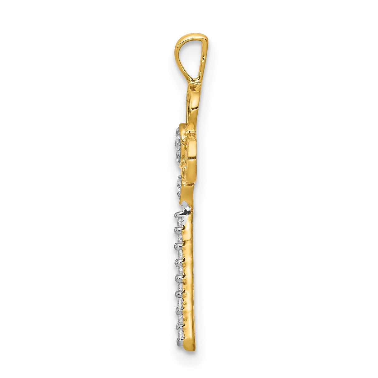 10k Yellow Gold Key Pendant with White Diamond Accents, Vintage Heart Charm Design