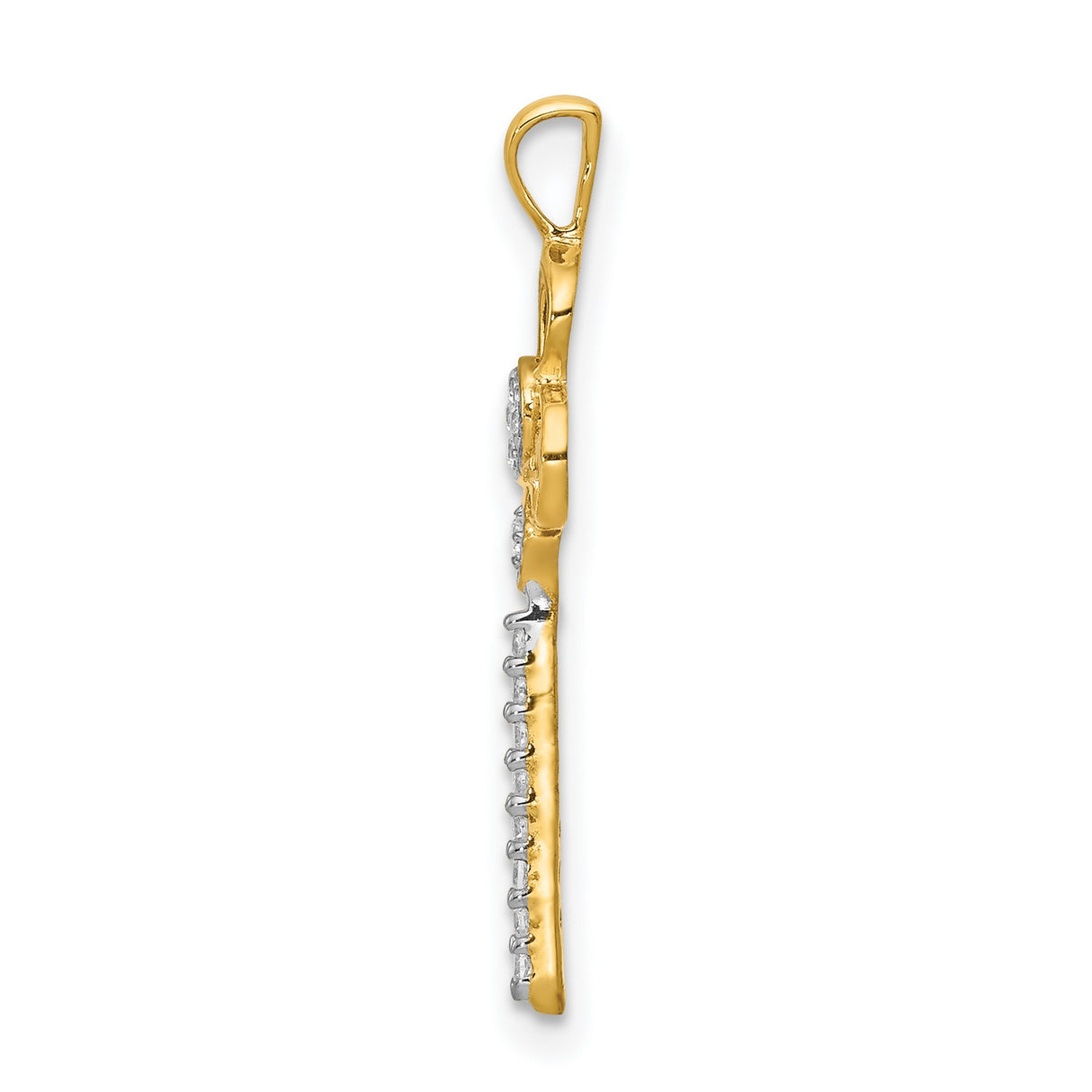 14k Yellow Gold Key Pendant with Diamond Accents, Symbolic Jewelry for Women