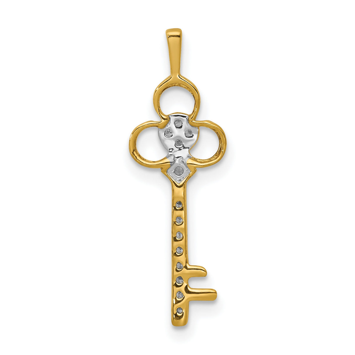 14k Yellow Gold Key Pendant with Diamond Accents, Symbolic Jewelry for Women