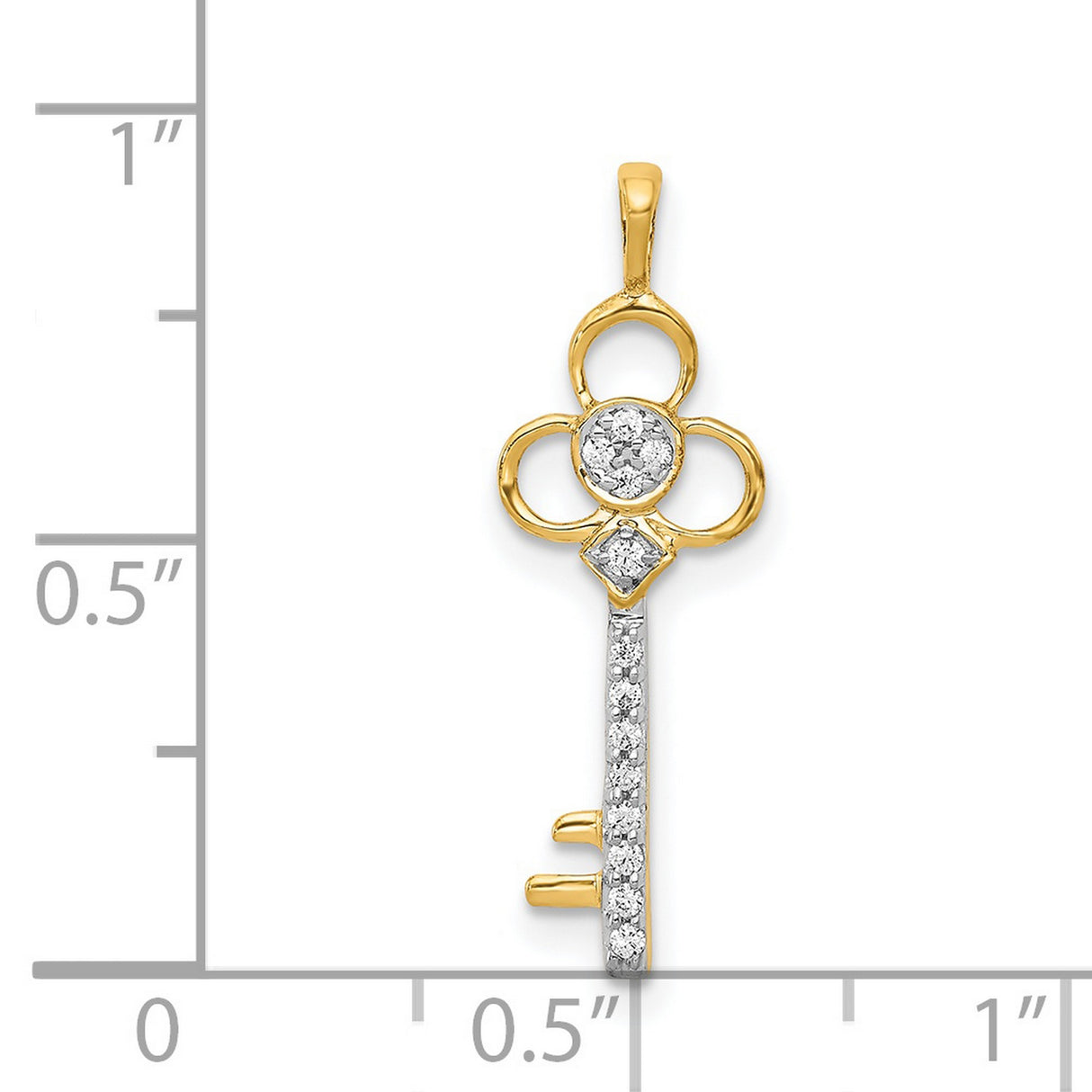 14k Yellow Gold Key Pendant with Diamond Accents, Symbolic Jewelry for Women