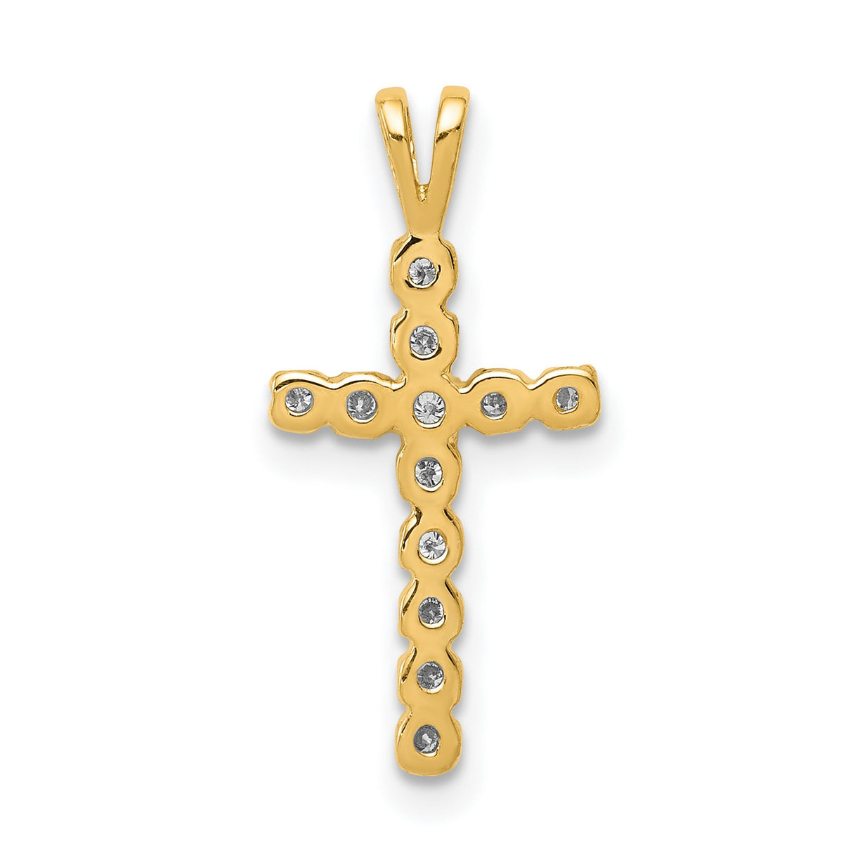 14k Yellow Gold Cross Pendant with Diamond Bezel Setting, Classic Faith Jewelry for Men and Women